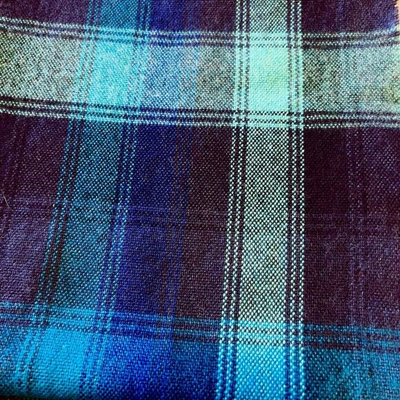 Avoca Irish Lambswool Scarf Blue Plaid Woven Pure Wool Knit Ireland 72” x 10” - Picture 3 of 4